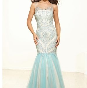 Terani P3117 prom dress  Aquq/ nude